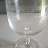 Set of 24 old engraved crystal foot glasses