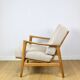 PRL armchair "Stefan" wooden oak vintage beige boucle