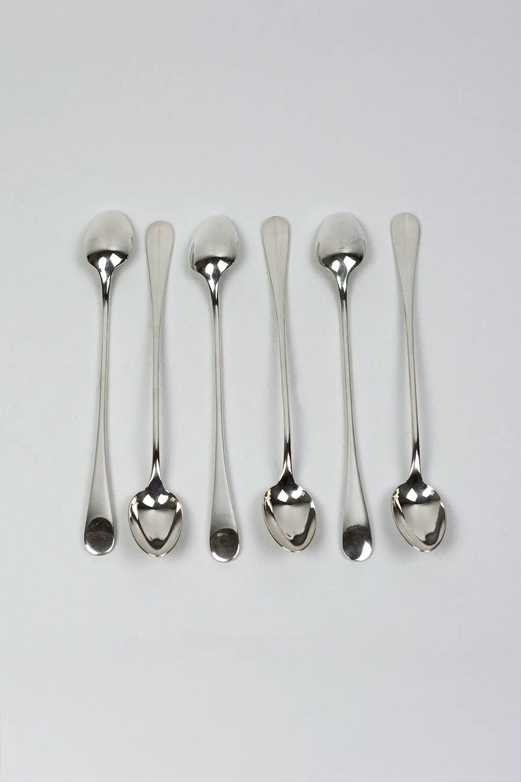 Six soda or ice cream spoons Christofle model Fidélio in silver-plated metal.