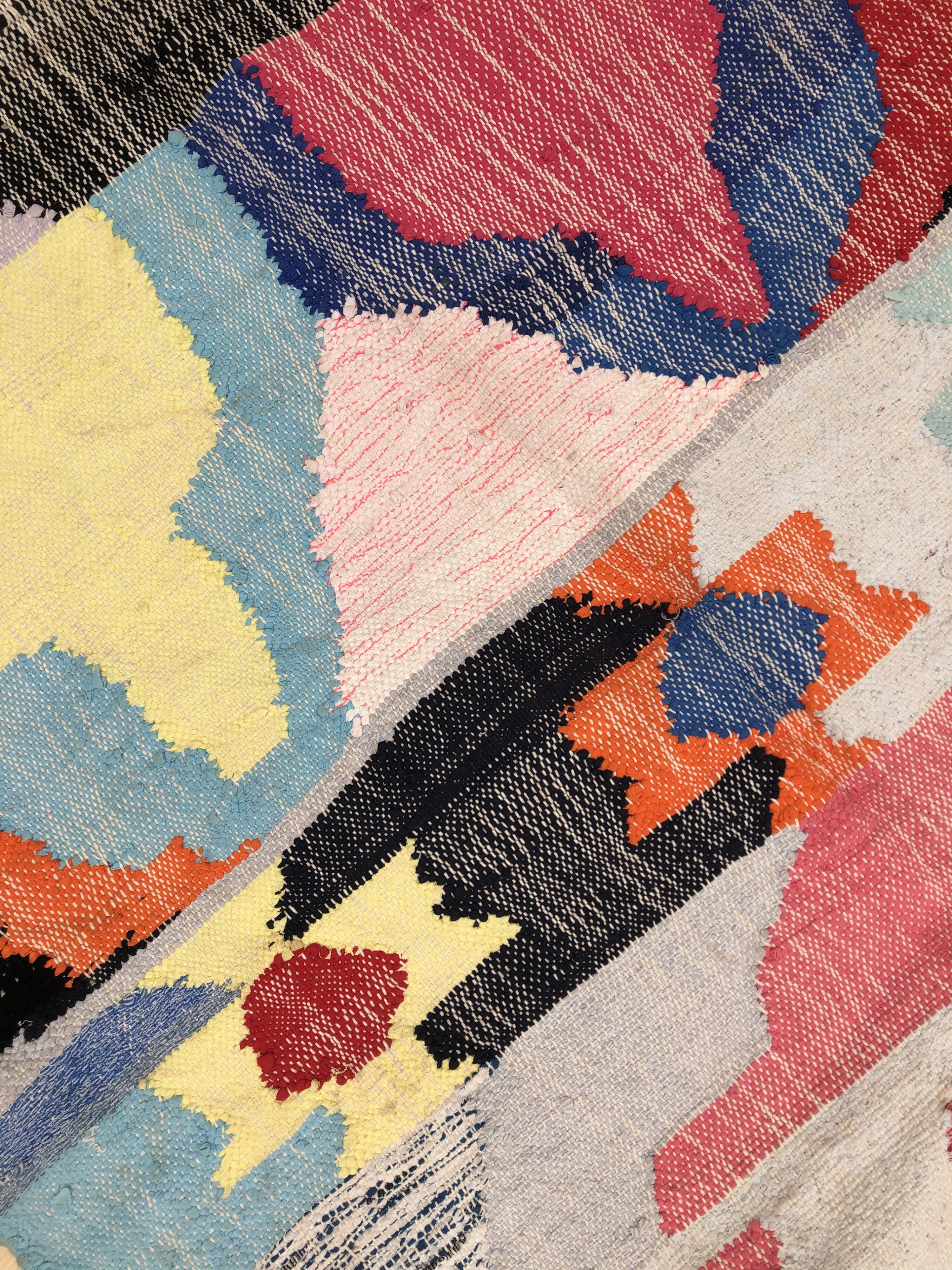 Moroccan Berber carpet Kilim Boucherouite Neuf 1, 75x1m