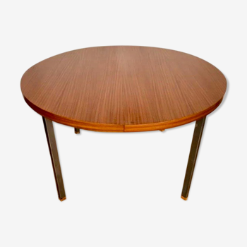 Round table with teak extension design Pierre Guariche edition Huchers Minvielle 1960