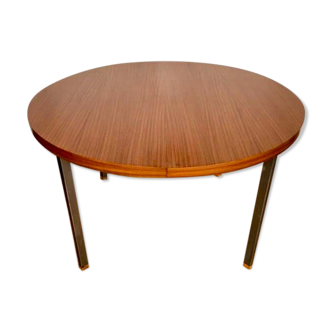 Round table with teak extension design Pierre Guariche edition Huchers Minvielle 1960