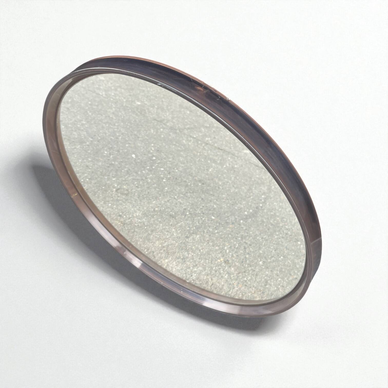 50 cm - Large round vintage wall mirror in smoked Plexiglas - 1960s-70s