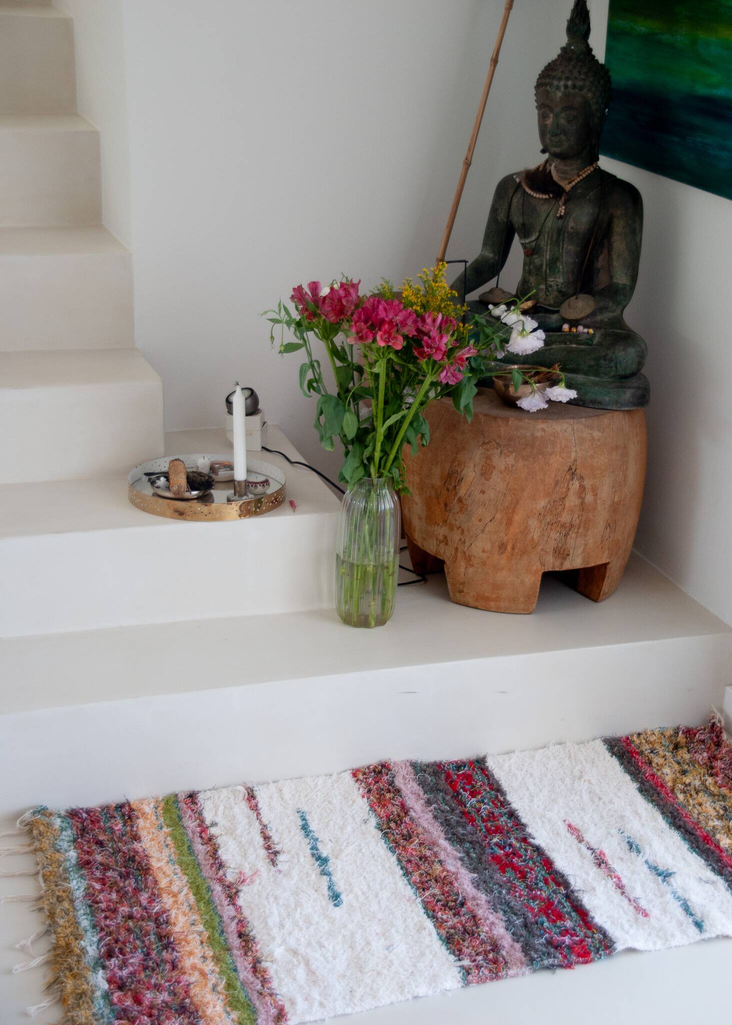 Handmade recycled cotton rug - Double thickness Multicolor