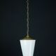 Lanterne suspendue Mid-Century en laiton et verre de Murano lattimo, Italie, années 1950