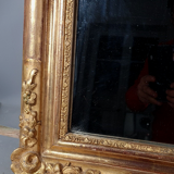 Mirror nineteenth century frame with doucine wood and stucco gilding gold leaf 75x56 cm SB