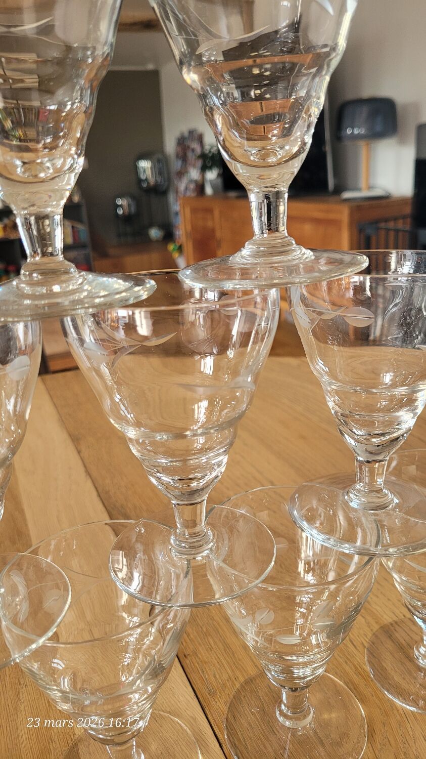 10 vintage cut glass water glasses