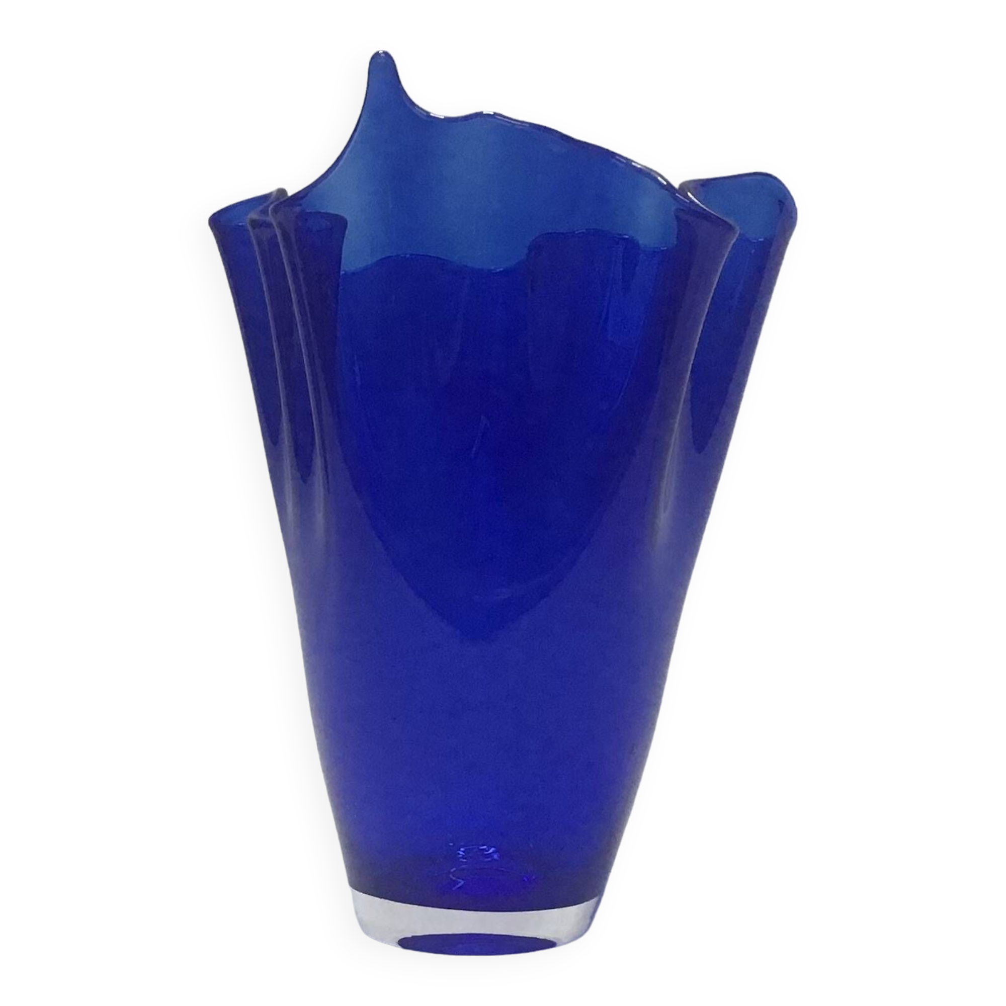 Murano - Cobalt blue glass handkerchief vase 25 cm high
