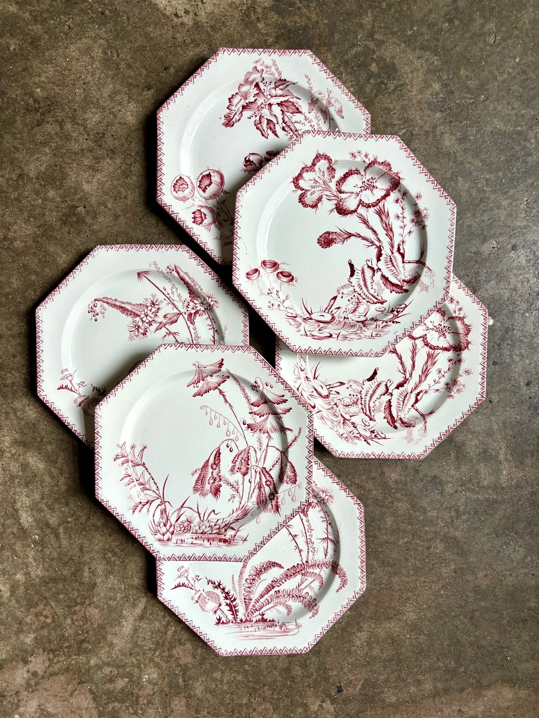 6 dessert plates in ironstone Clairefontaine, "Indiana" service.