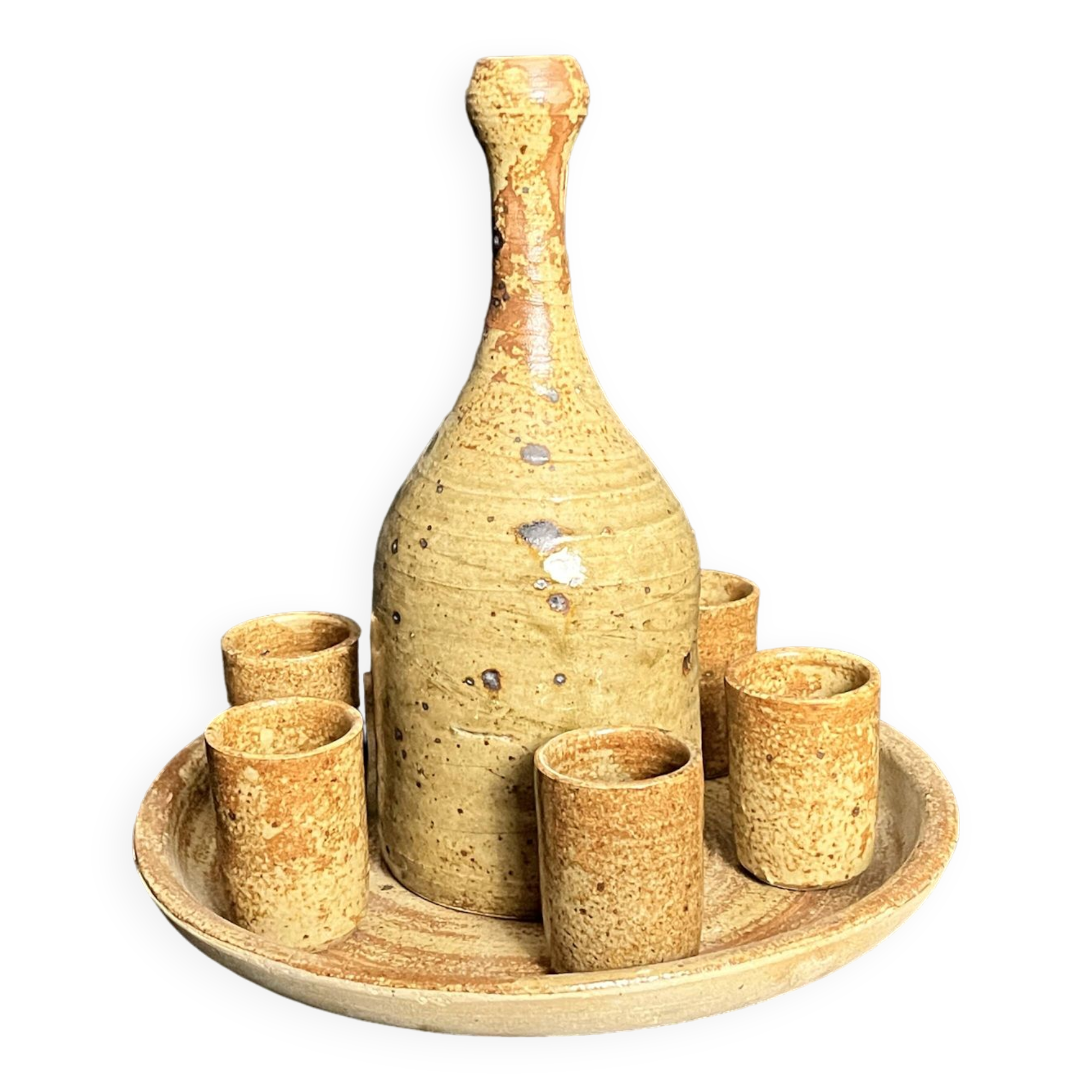 Stoneware pottery service from La Monnaie signed Prud'homme, 20th century