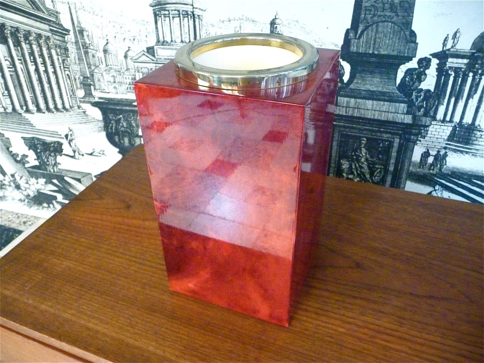 Ice Bucket or bottle cooler with brass details by Aldo Tura, Italy 1960s