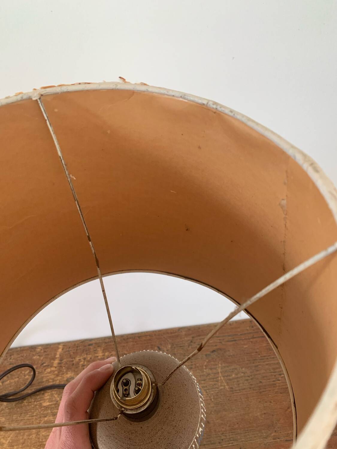Art Deco glazed ceramic ball lamp, circa 1940