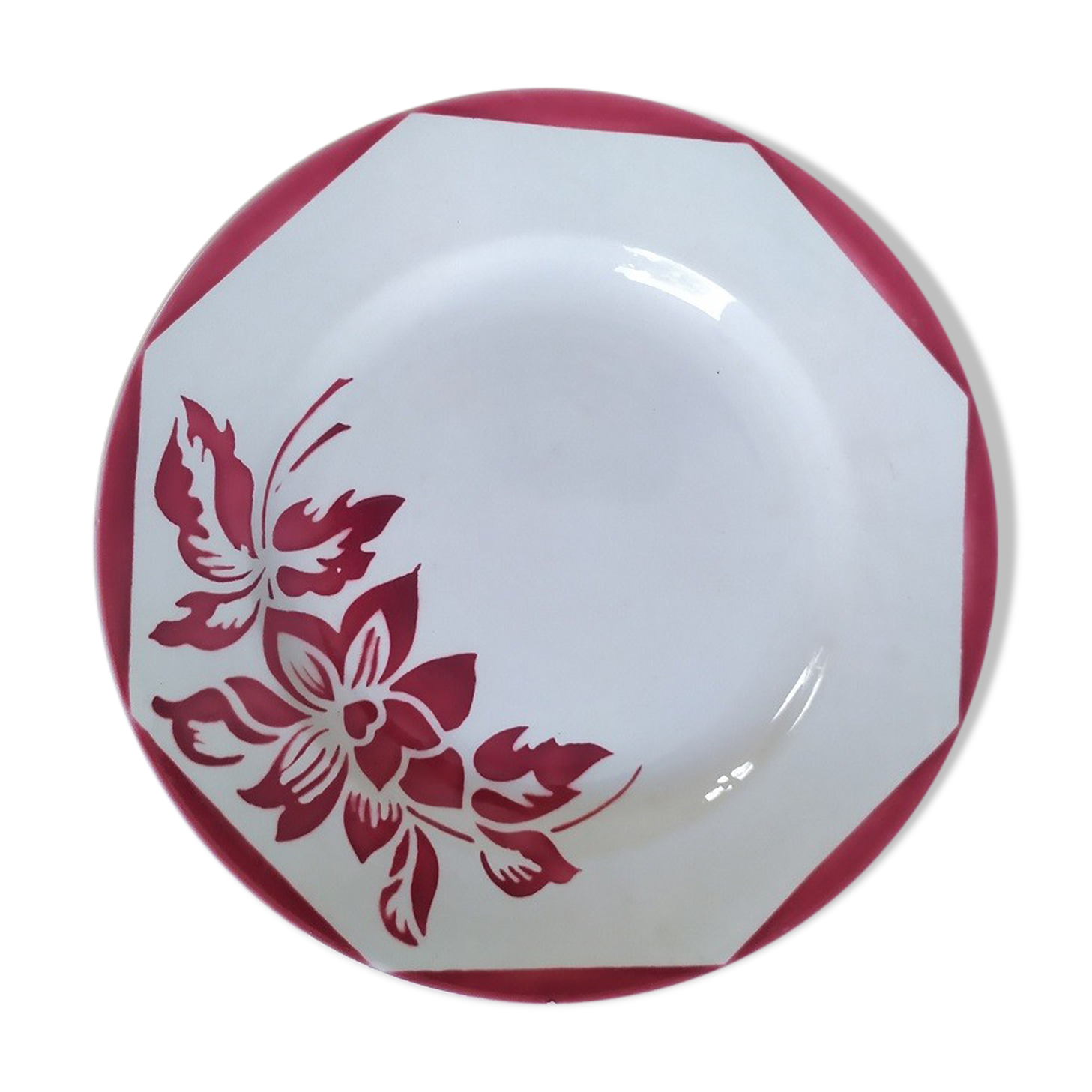 Porcelain plate Sarreguemines Jacky Old vintage flower dp 0821F07