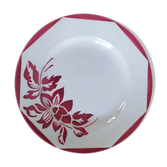 Assiette porcelaine Sarreguemines Jacky Fleur ancienne vintage dp 0821F07