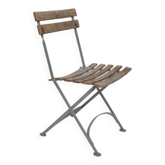 Garden chairs in wood and wrought iron