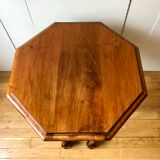 Pedestal table with octagonal tray in turned walnut