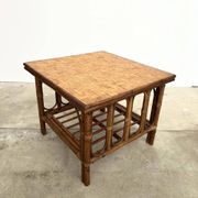 Table Basse Carrée en Rotin & Bambou – Plateau Amovible