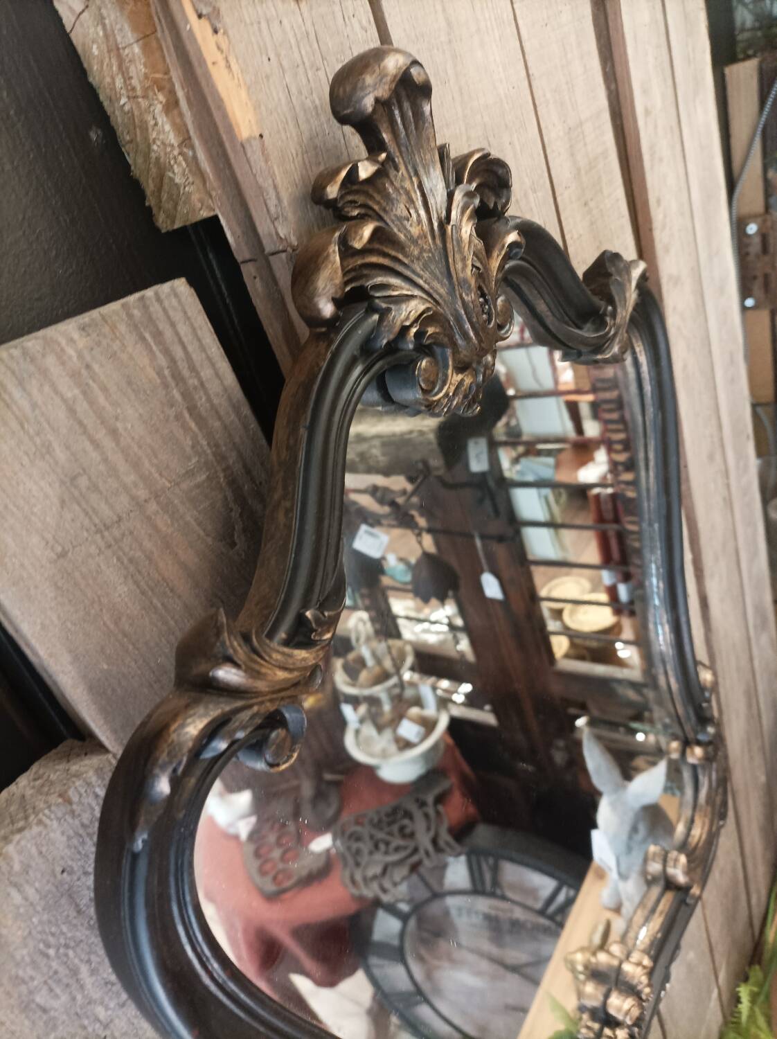 Black and gold baroque mirror