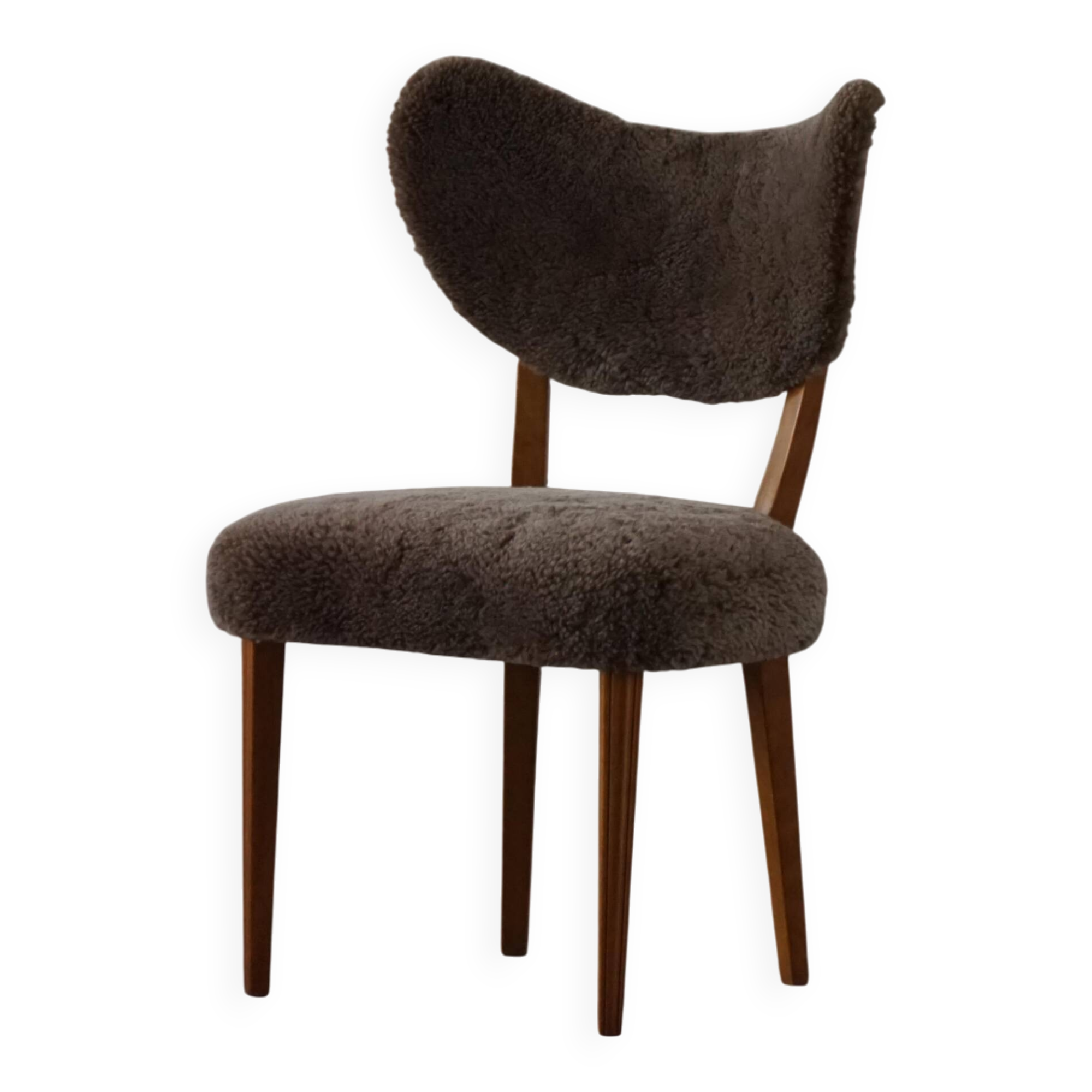 Danish chair from the mid-20th century, dining/office chair in lamb's wool, Eva Koppel, 1950s.