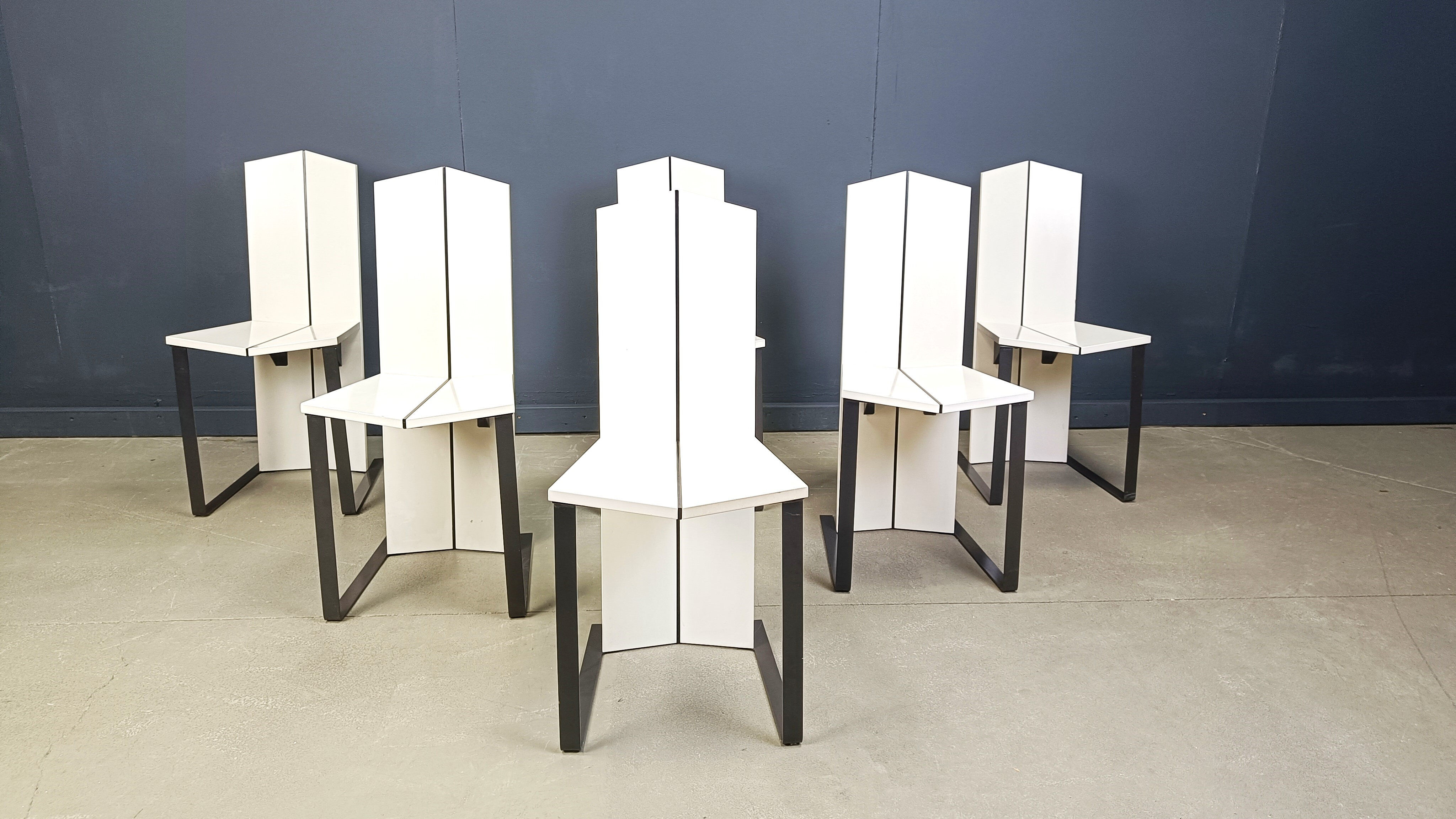 Chaises de salle à manger postmodernes, ensemble de 6 - années 1980