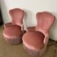 Paire de fauteuils crapaud rose poudré