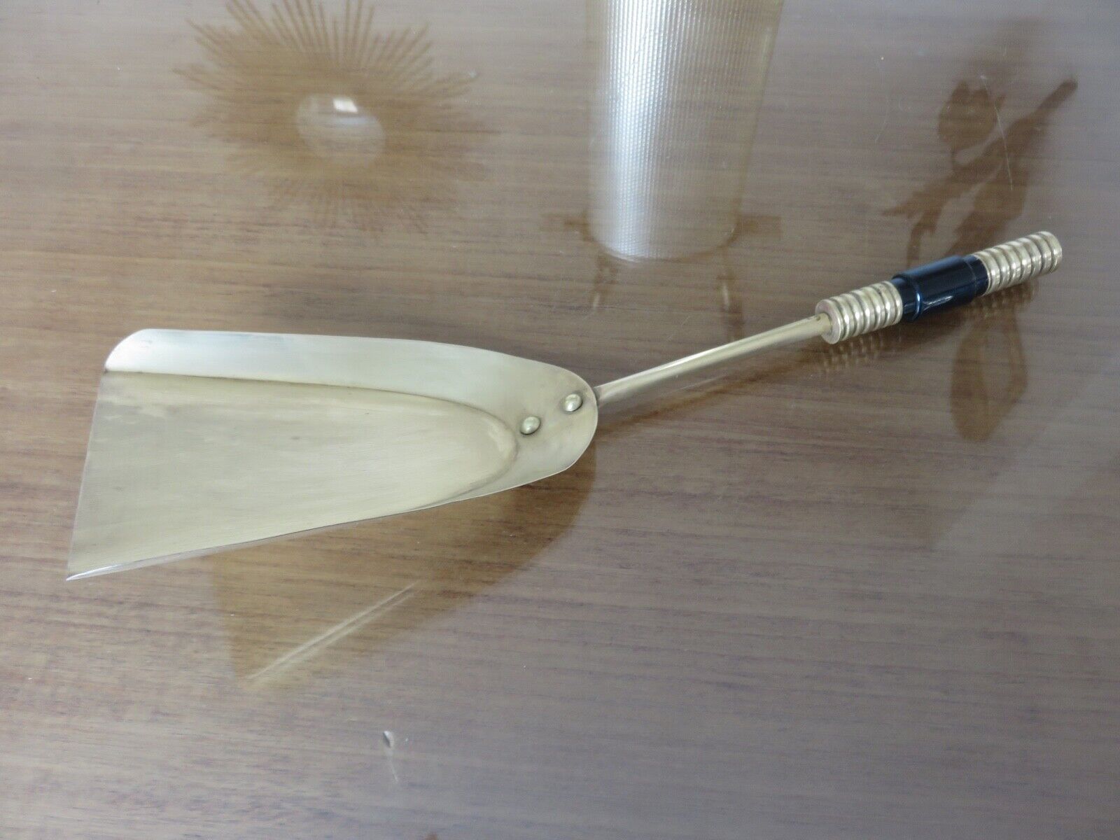 Servant, bronze modernist fireplace set