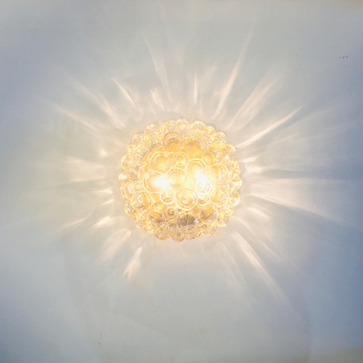 Large Mid Century Bubble Glass Ceiling Light By H. Tynell for Limburg 1960s