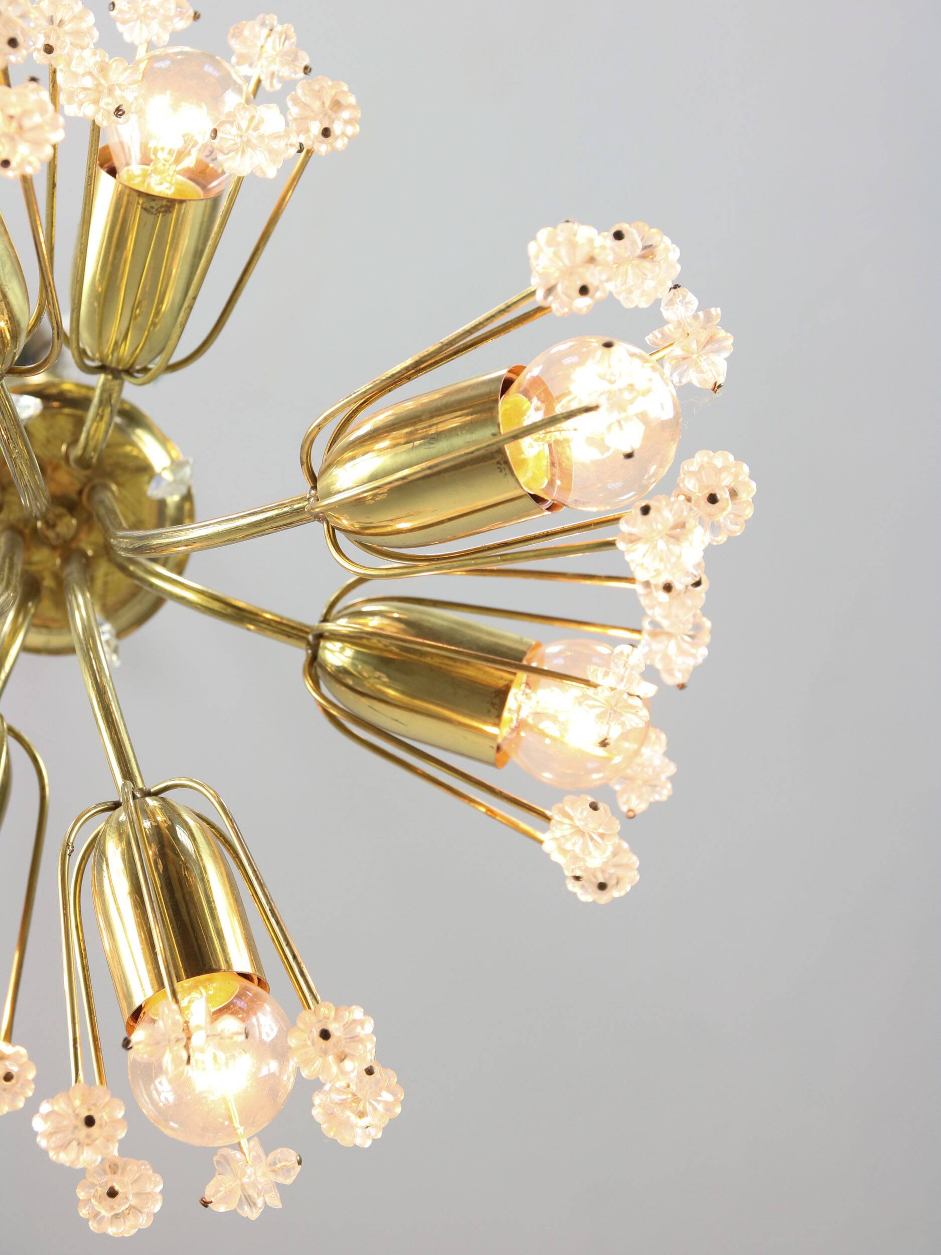 Mid-Century Chandelier by Emil Stejnar for Rupert Nikoll / 1950s Austria / Flower Bouquet Light