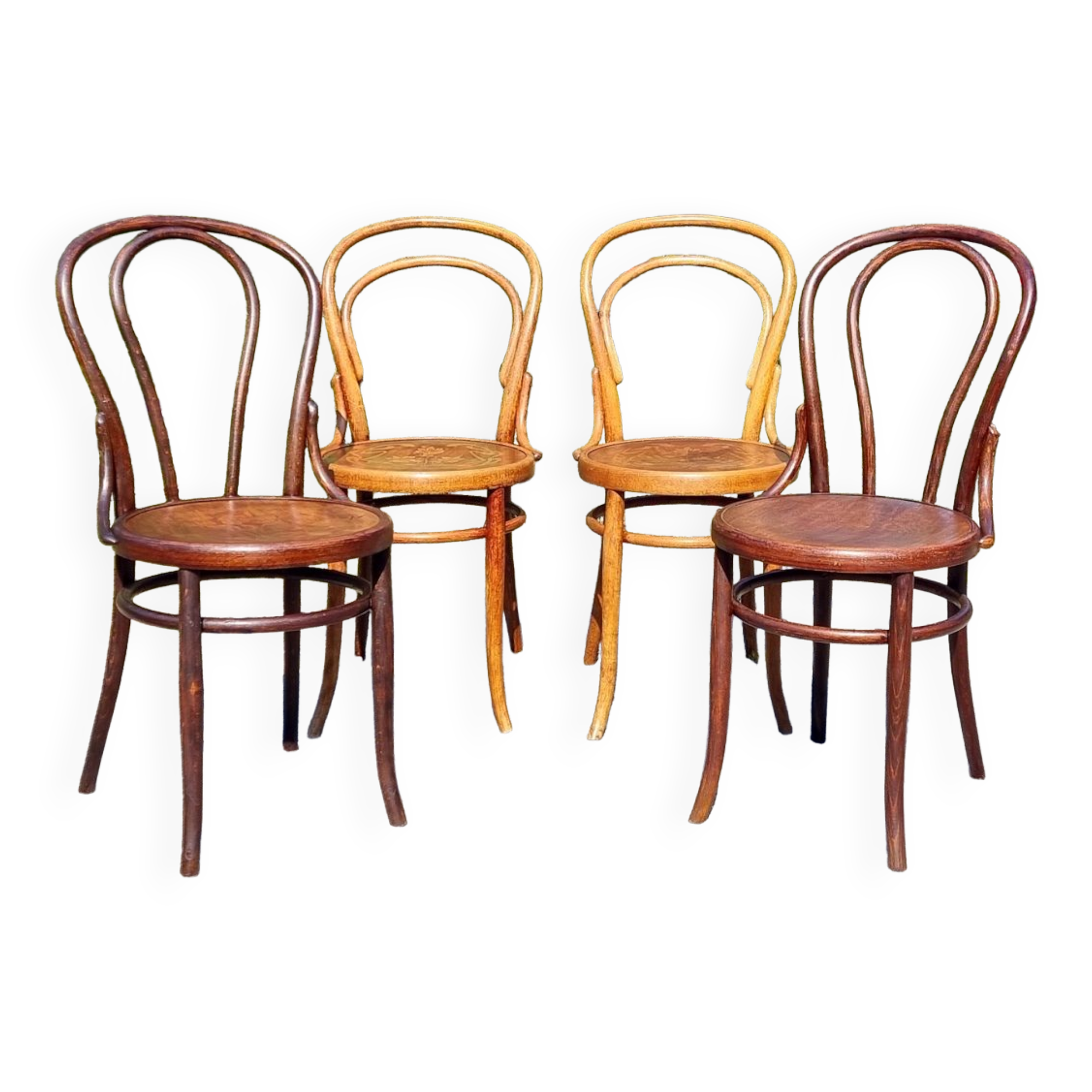 4 chairs bistrot n ° 14 and n ° 18 early twentieth
