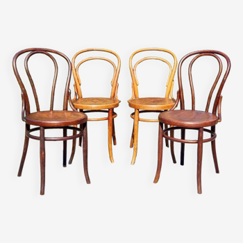 4 chairs bistrot n ° 14 and n ° 18 early twentieth