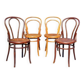 4 chairs bistrot n ° 14 and n ° 18 early twentieth