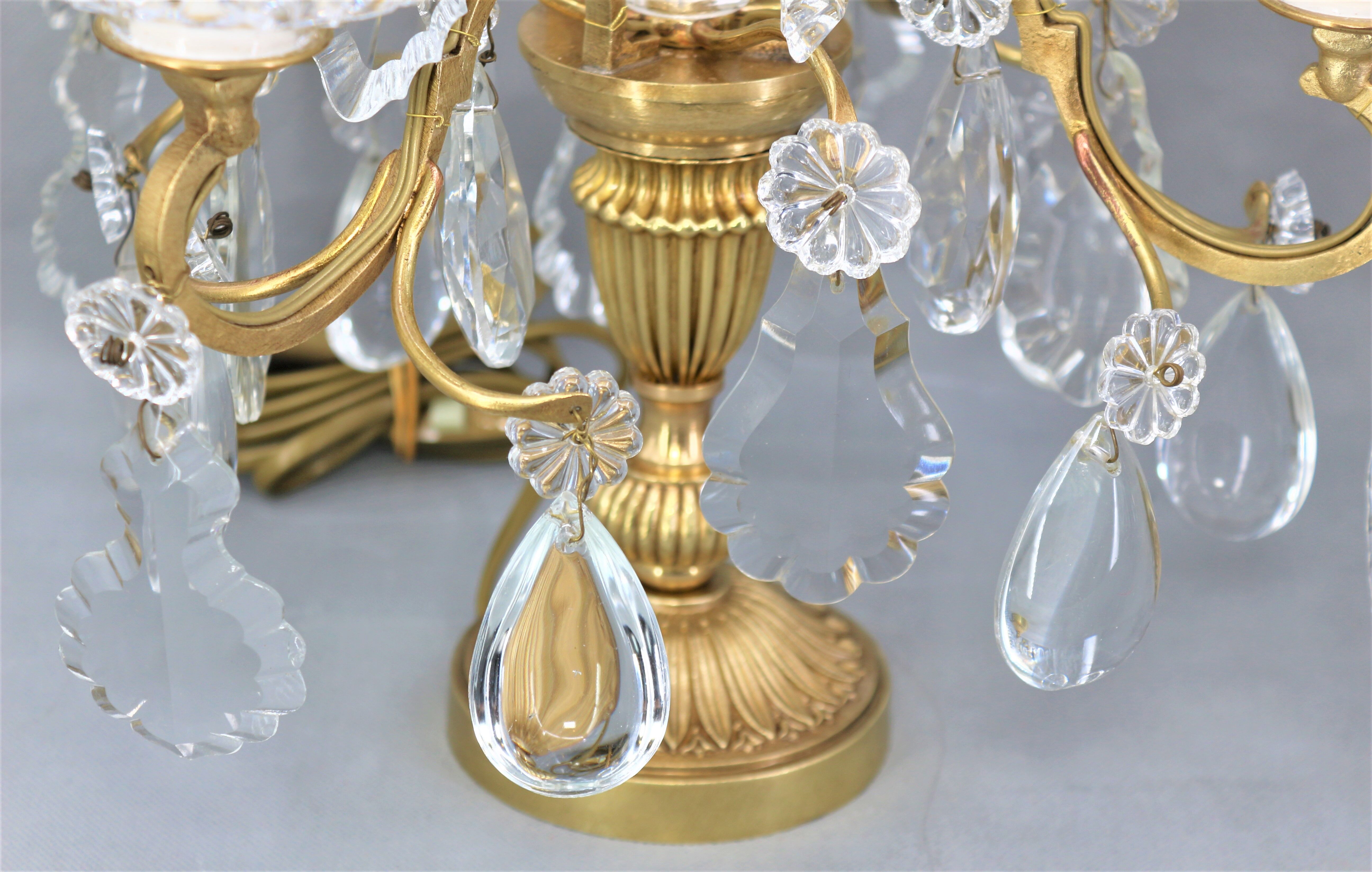 Pair girandoles chandelier bronze & crystal louis XV style