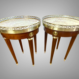 Pair of old pedestals stamped " h.j.l.rossenu " in mahogany over marble