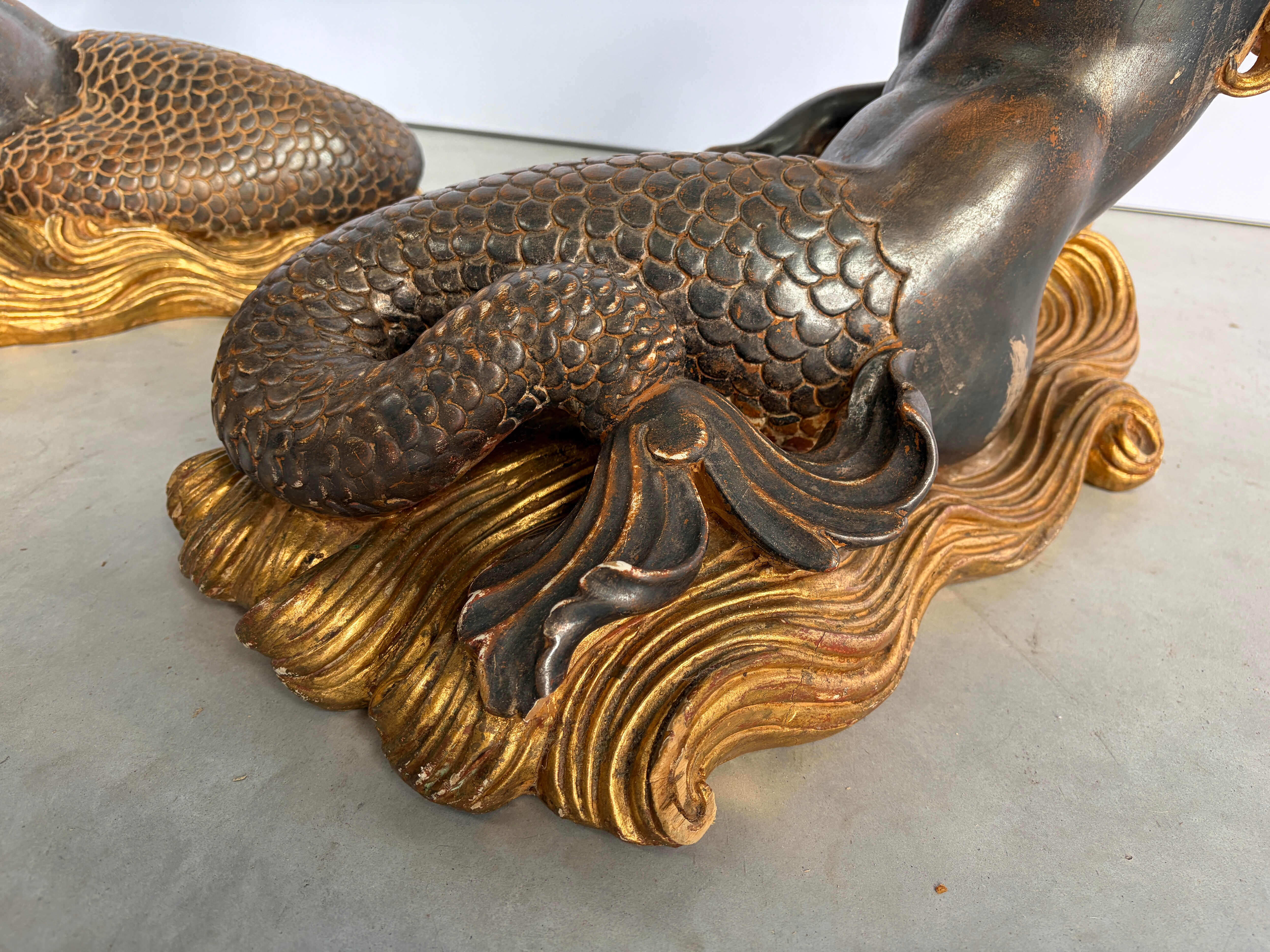 Vintage giltwood mermaid coffee table, 1960s