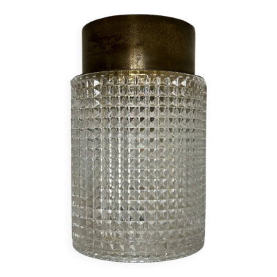 Plafonnier vintage , laiton et verre , Carl Fagerlund Suède 1960