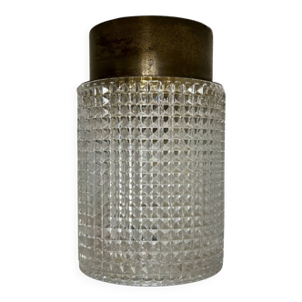 Plafonnier vintage , laiton et verre , Carl Fagerlund Suède 1960