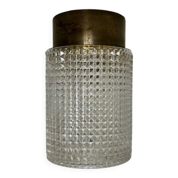 Vintage ceiling light, brass and glass, Carl Fagerlund Sweden 1960