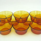 10 amber yellow tempered glass cups - Duralex France - vintage 70s