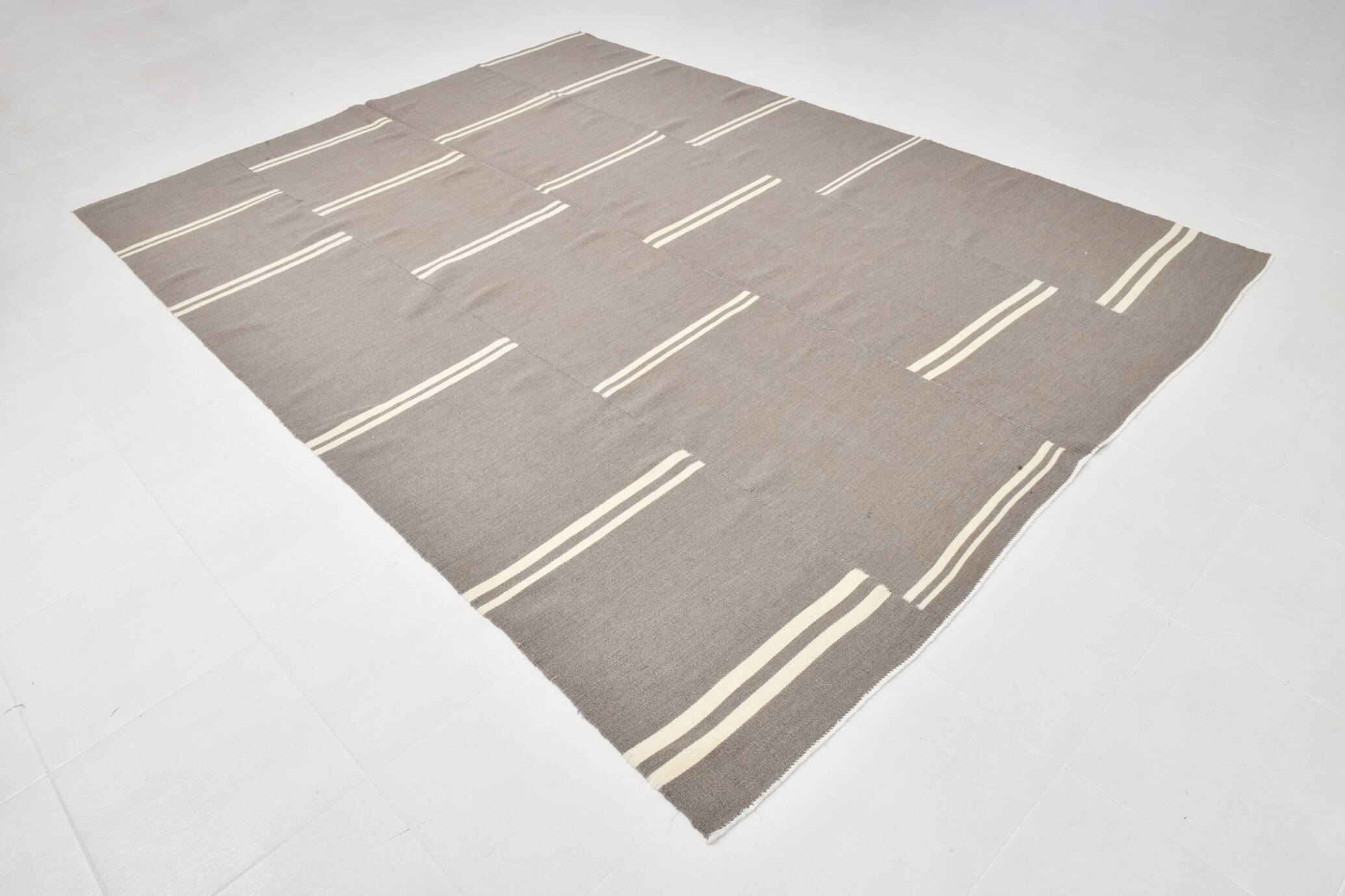 8x10 Gray Beige Vintage Kilim Rug, 235x317Cm