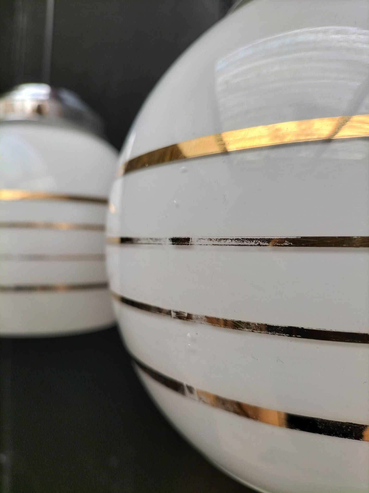 Pair of opaline pendant lights