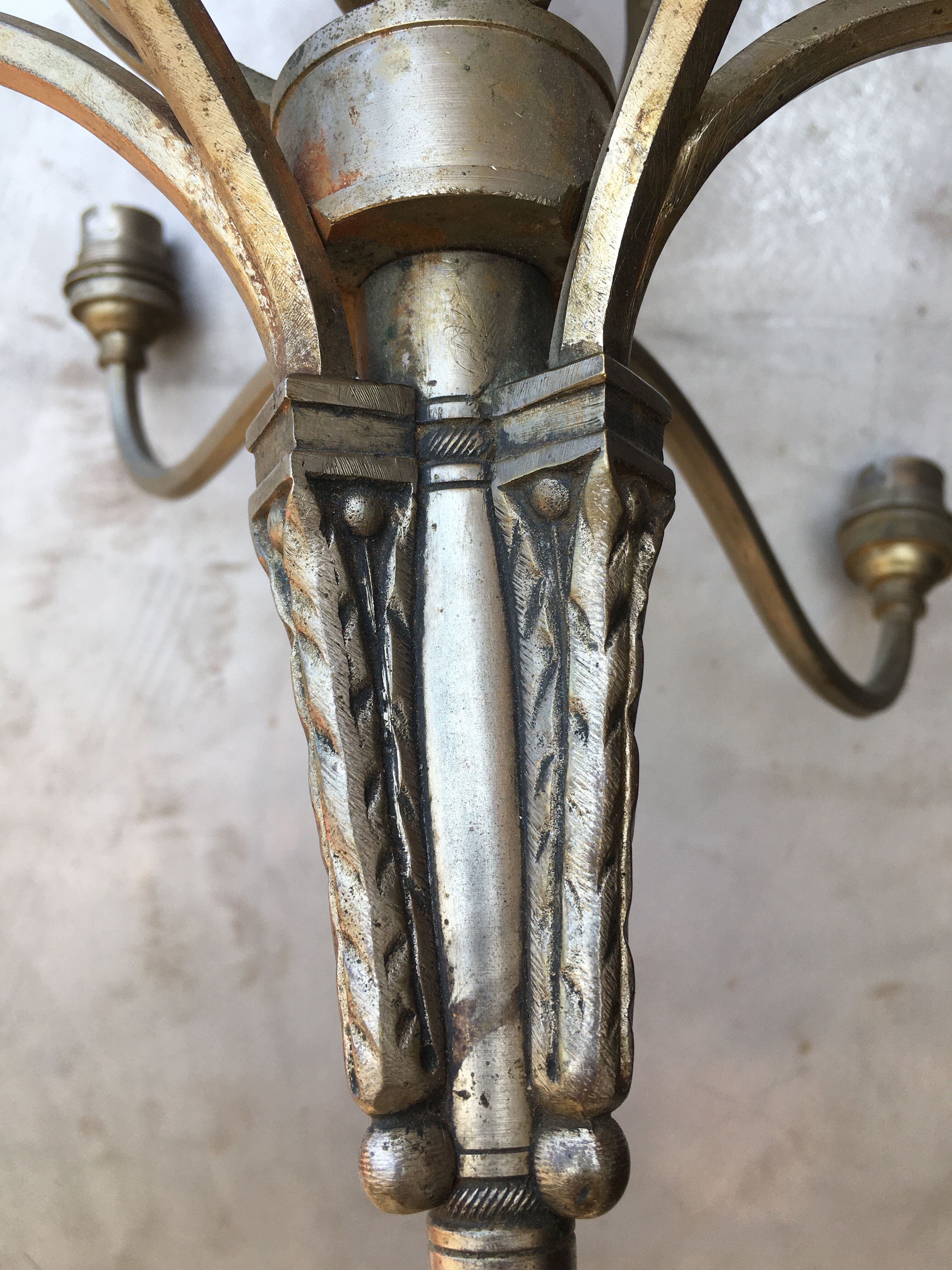 Silver bronze chandelier art nouveau