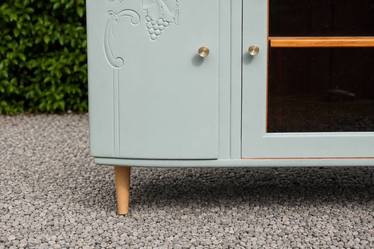 Art Deco sideboard in solid wood – Verdigris – 140 cm