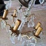 Large Louis XV style chandelier with crystal tassels on a bronze mount with 6 lights
