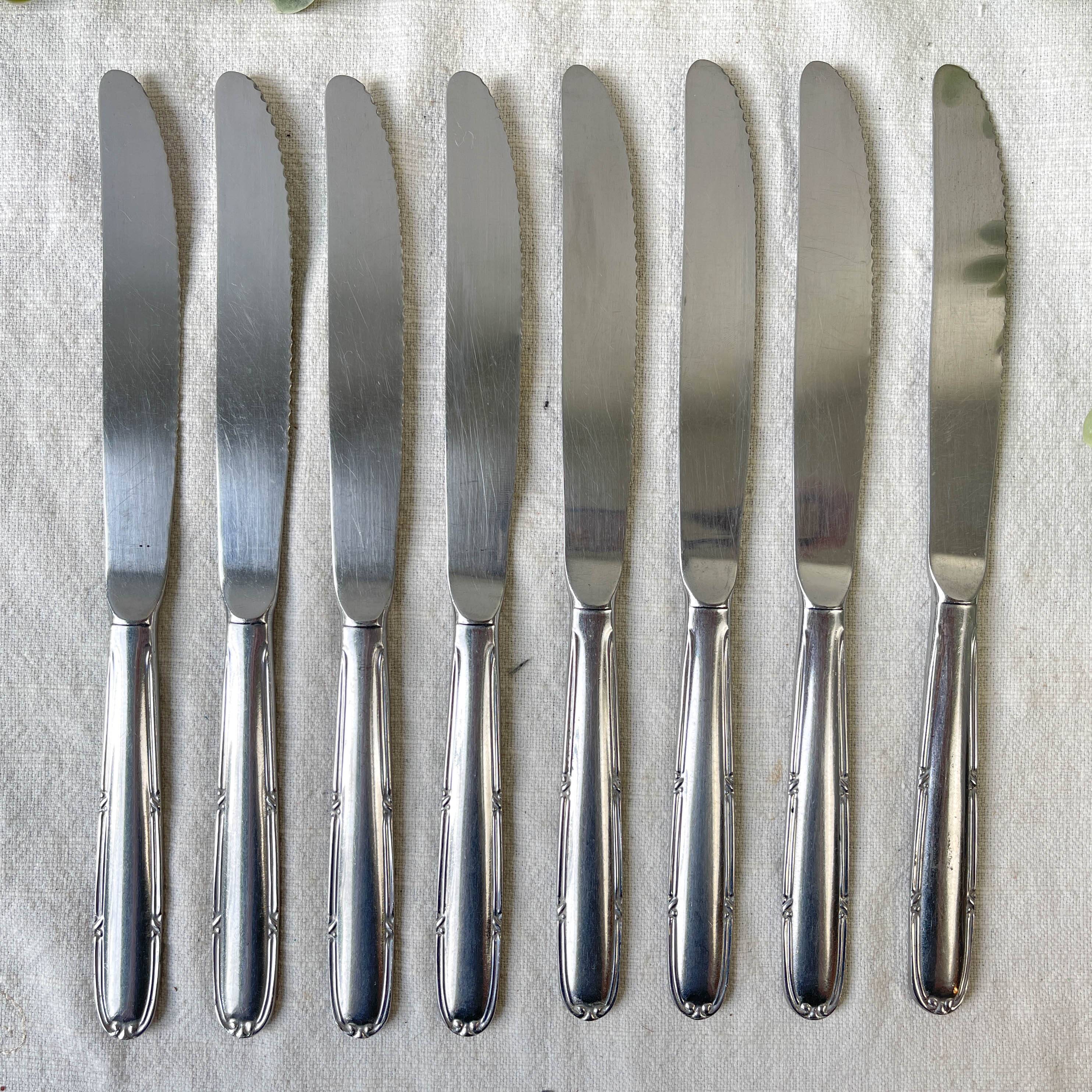 8 vintage stainless steel knives made in France