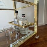 Vintage brass and glass bar cart, 1980