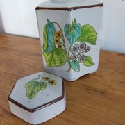 Pot à thé herboristerie vintage motifs végétaux