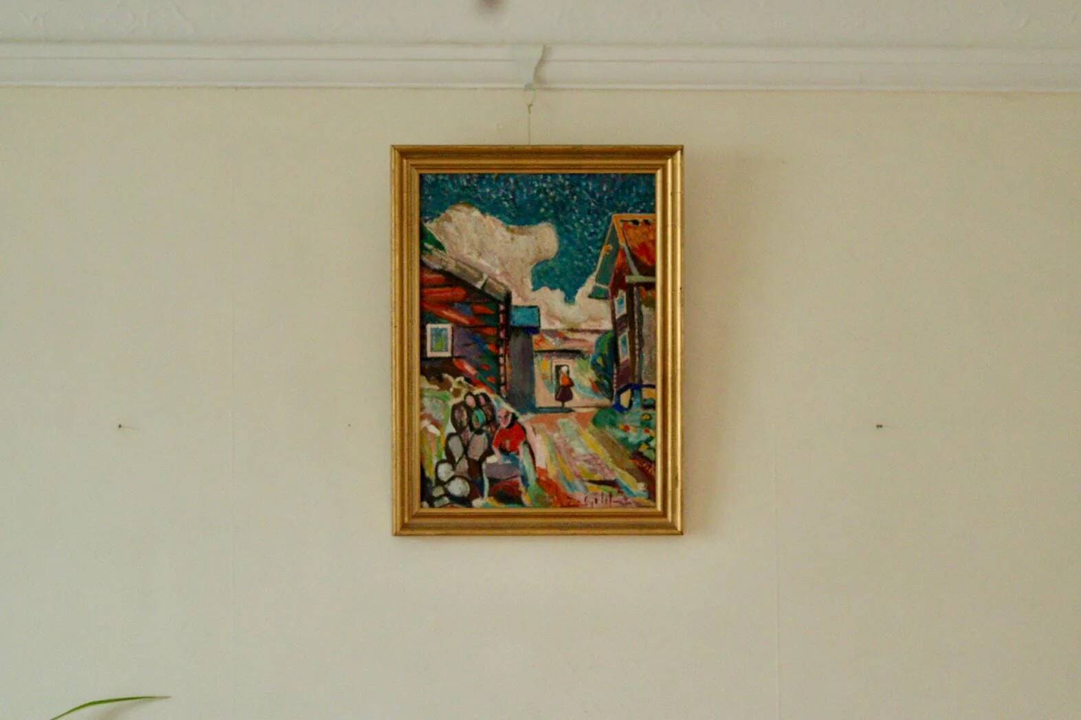 "Village scene" attributed to Sjöberg