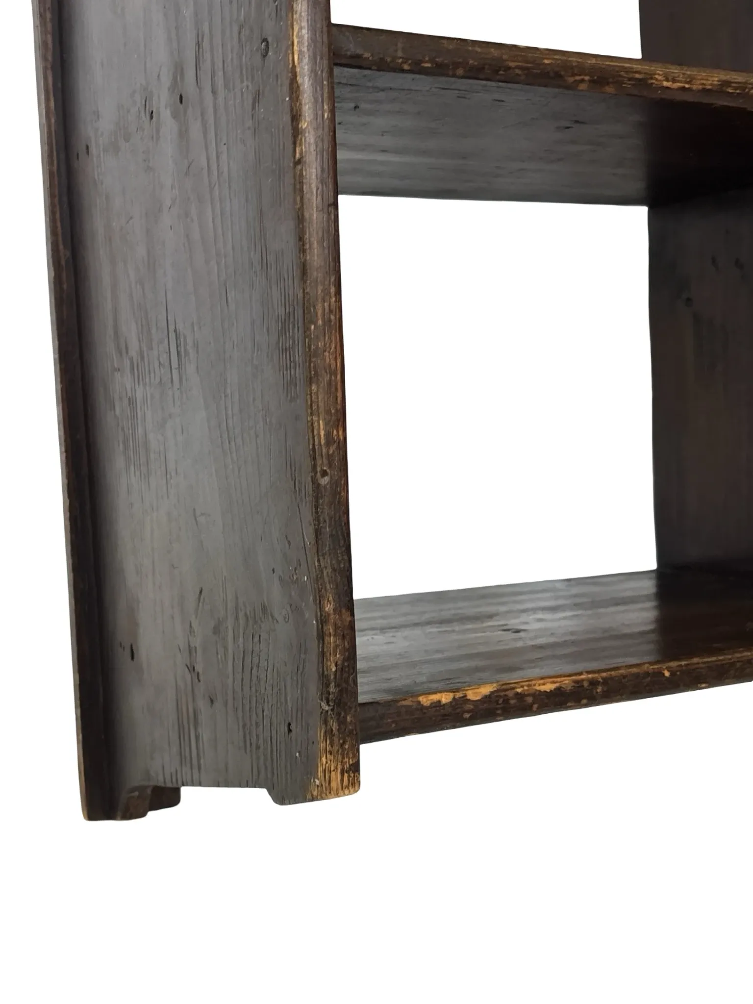 Vintage wooden wall shelve rack in oak brutalist minimalist design