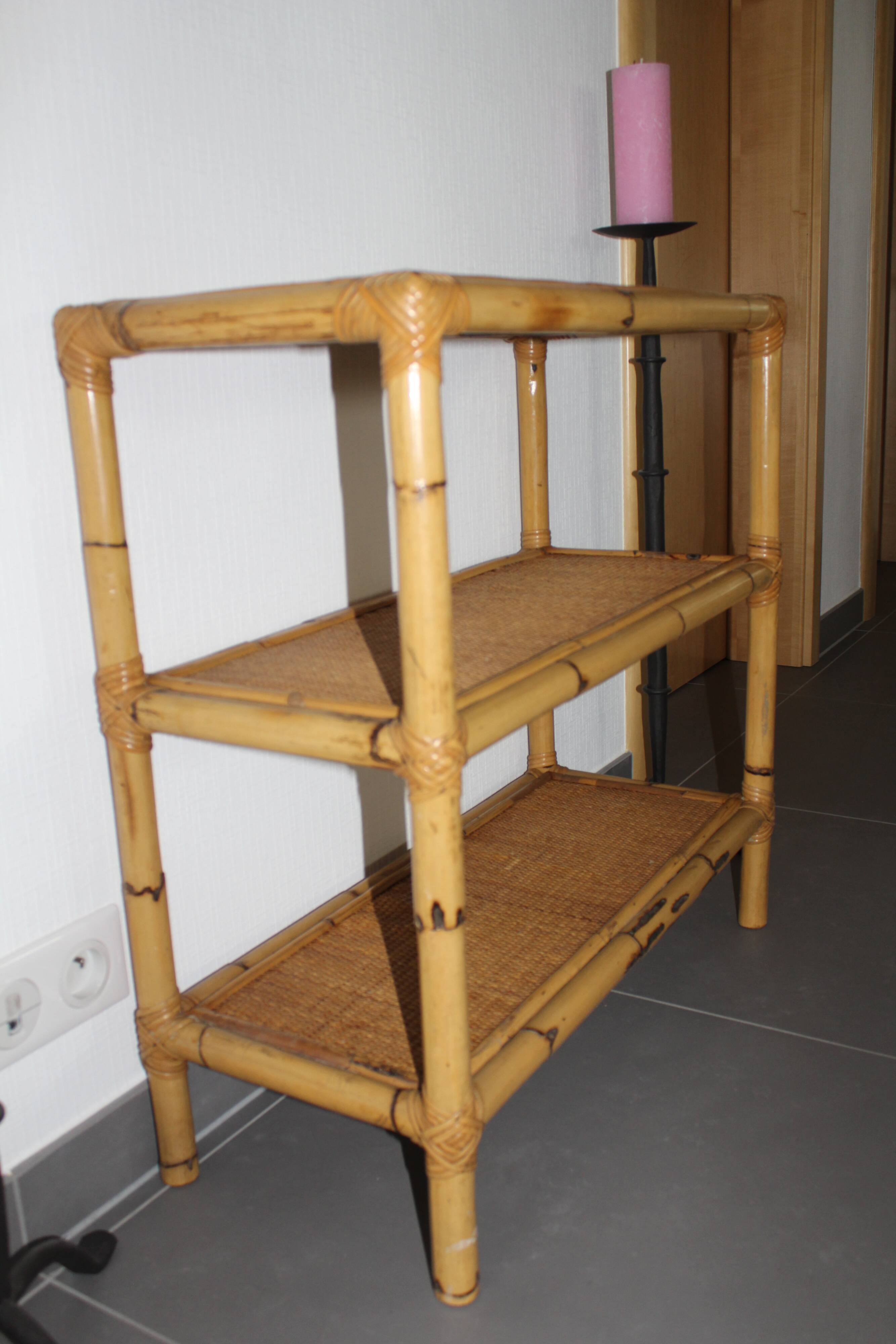 Rectangular rattan and bamboo shelf