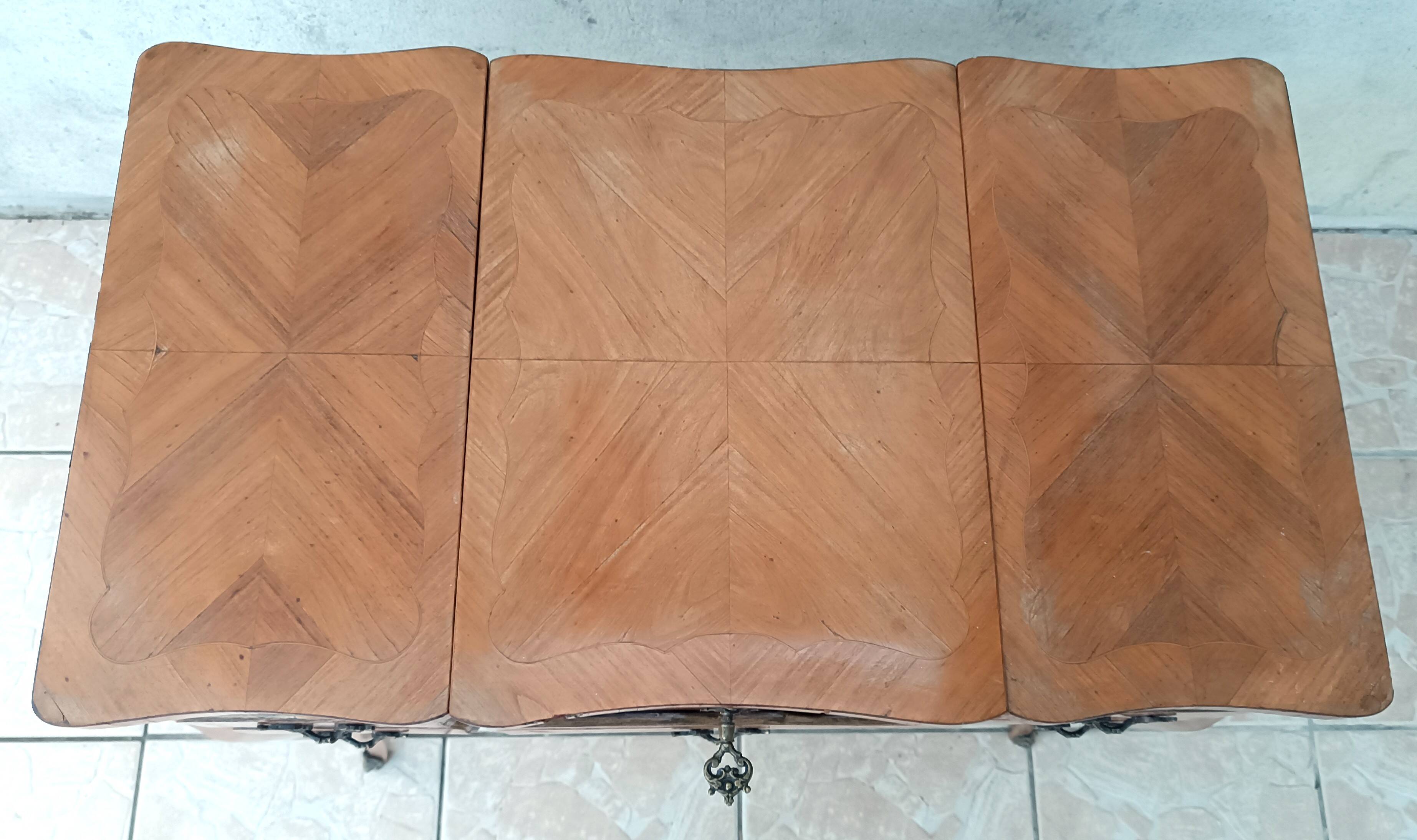 Louis XV style walnut veneer sewing table